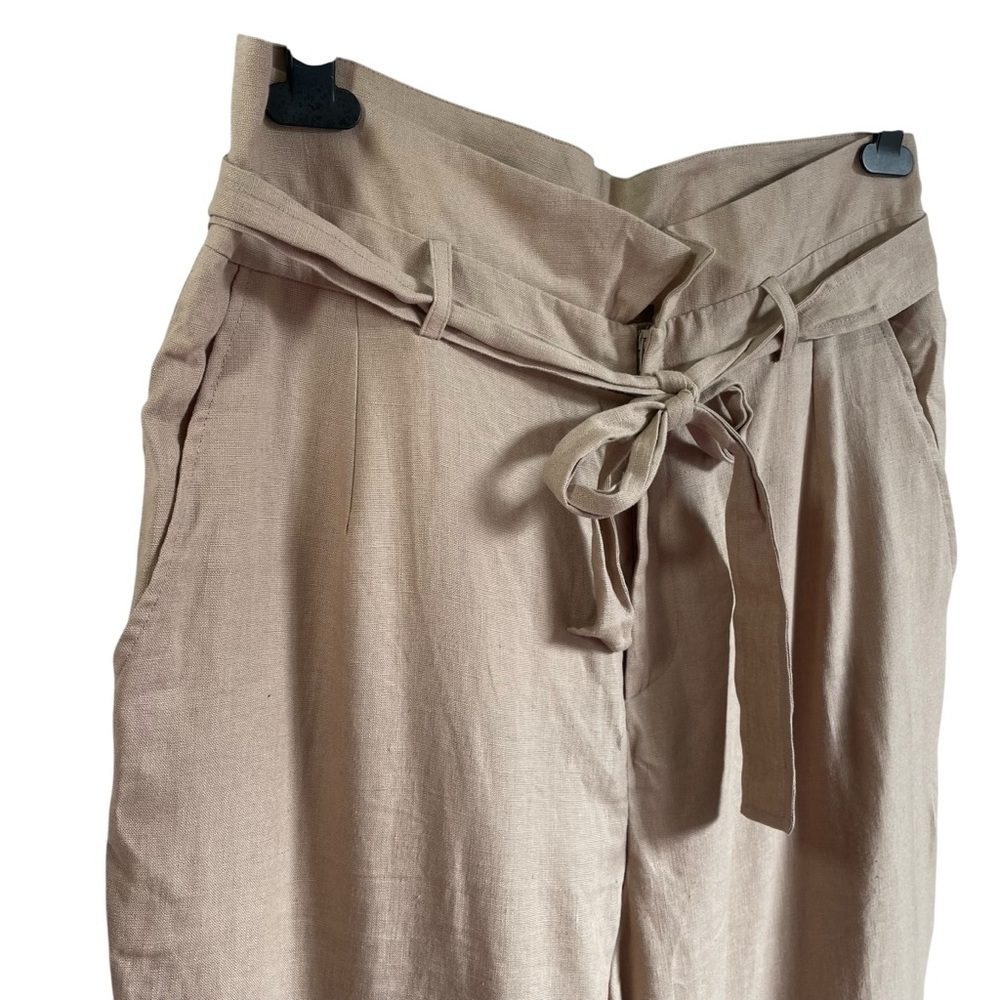Reformation Fisher Paperbag Linen Pant Straight Leg Cuffed Ankle High Waisted - Picture 5 of 12